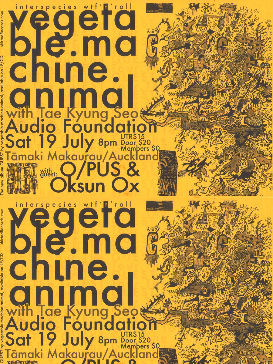 AF &amp; Skirted Records are thrilled to present..

vegetable.machine.animal – ‘Guest’ album release gig

with:
vegetable.machine.animal
O/PUS
Oksun Ox

Presales $15 + BF
Door sales $20
members free