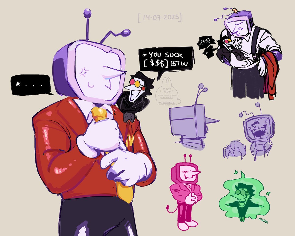 Lamikha_'s tweet image. Tv Time when I want to see a whole 10+ drama show about this two divorced man
#deltarune #tenna #spamton #deltarunefanart