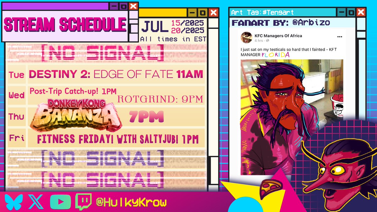 HulkyKrow's tweet photo. WE'RE BACK!
It's been a whirlwind 3 weeks, but I'm glad to be back in the studio and getting right back into the mix!
This week' features include Destiny 2's new expansion, a proper catch-up yappin, fitness friday, and MORE MONKEYS
๐จ Arbizo (on Bsky)
#tengart #VtuberEN https://t.co/mun332UhTV