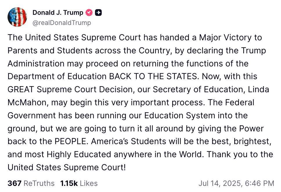 Finally our Children’s Education will be returned to the States and out of the hands of Randi Weingarten…❗️
