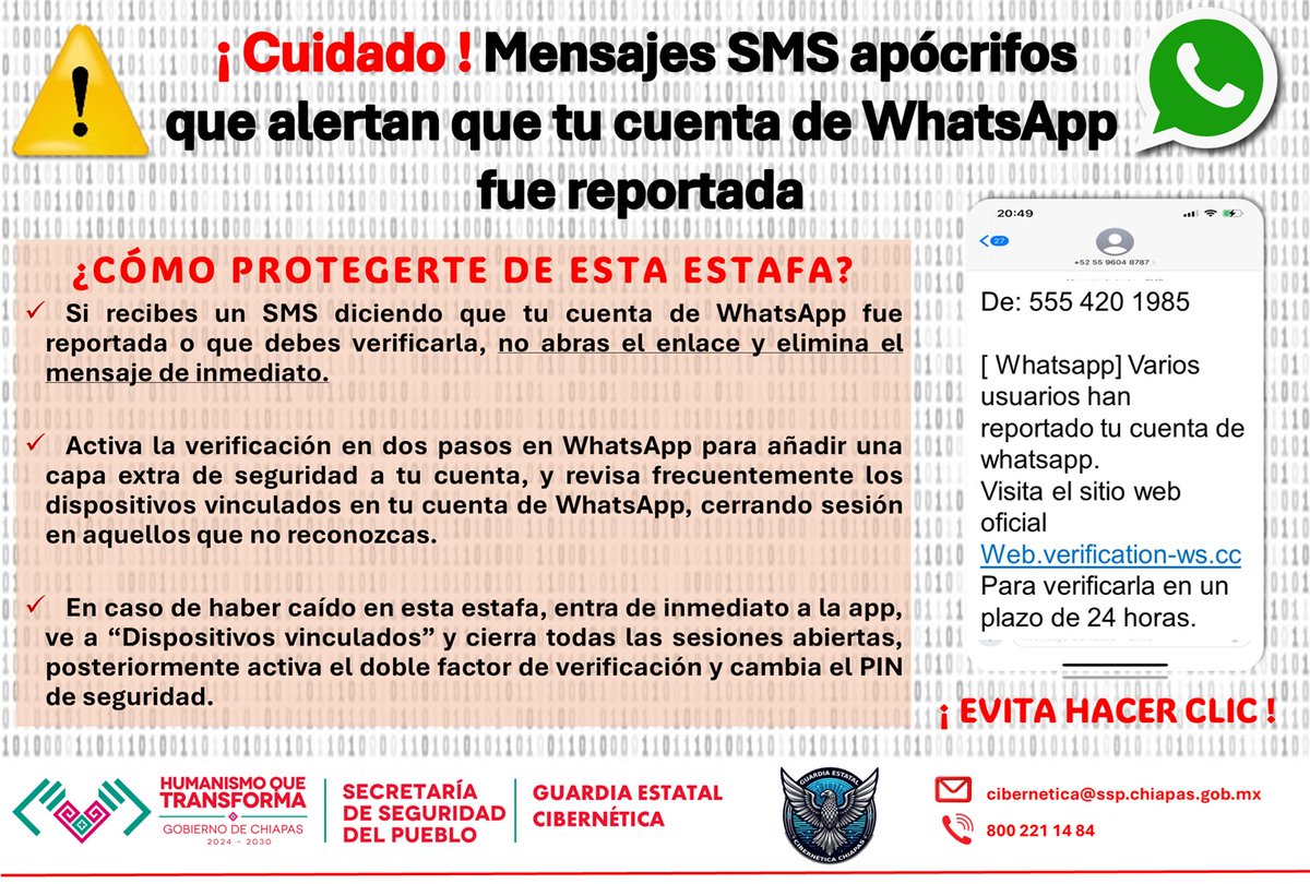 🚨 ¡Cuidado! Evita hacer clic ⚠️

#SecretariaDeSeguridadDelPueblo
#GuardiaEstatalCibernetica
#CeroCorrupcion