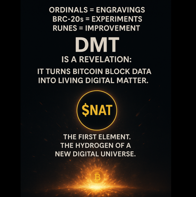 What makes DMT superior to Runes, BRC-20s, and Ordinals - and why will NAT lead the way?

🧱 Runes &amp; BRC-20s &amp; Ordinals:
Ordinals: Allow data to be inscribed on satoshis (NFT-style).

BRC-20s: Use Ordinals to mimic ERC-20s, but rely on off-chain data, inefficient.

Runes:
