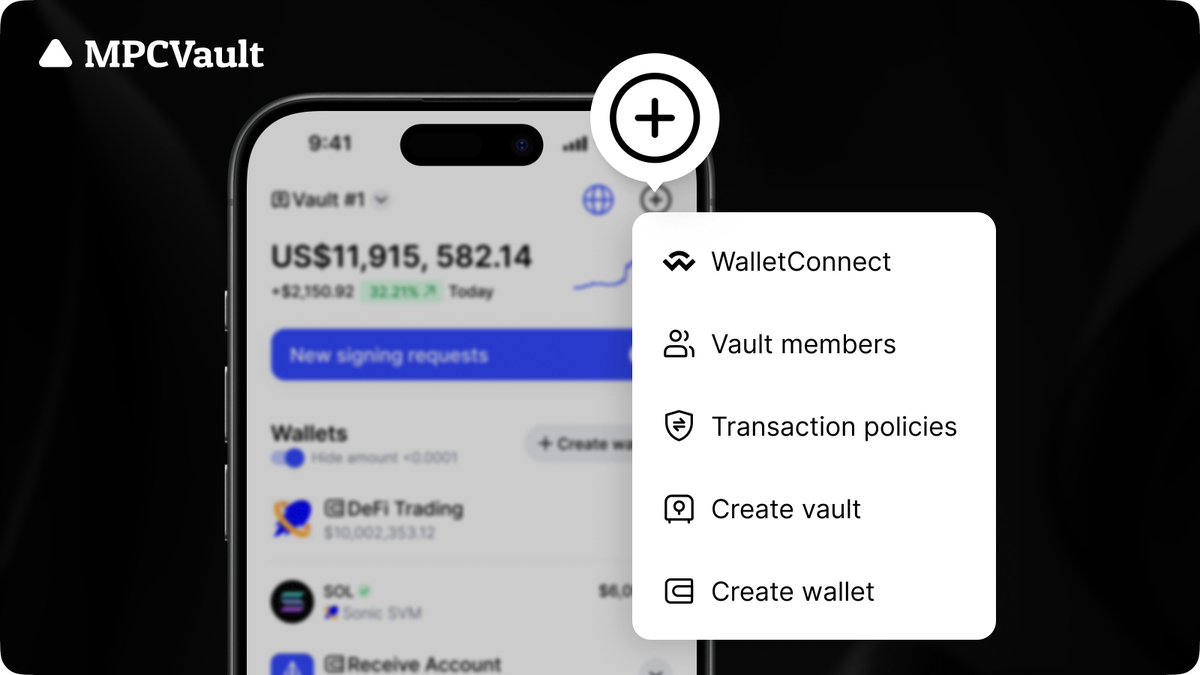 We’ve reorganized the “+” menu for clarity and functionality. You’ll now find WalletConnect, Vault members, Transaction policies, Create vault, and Create wallet all conveniently grouped together for easy access.