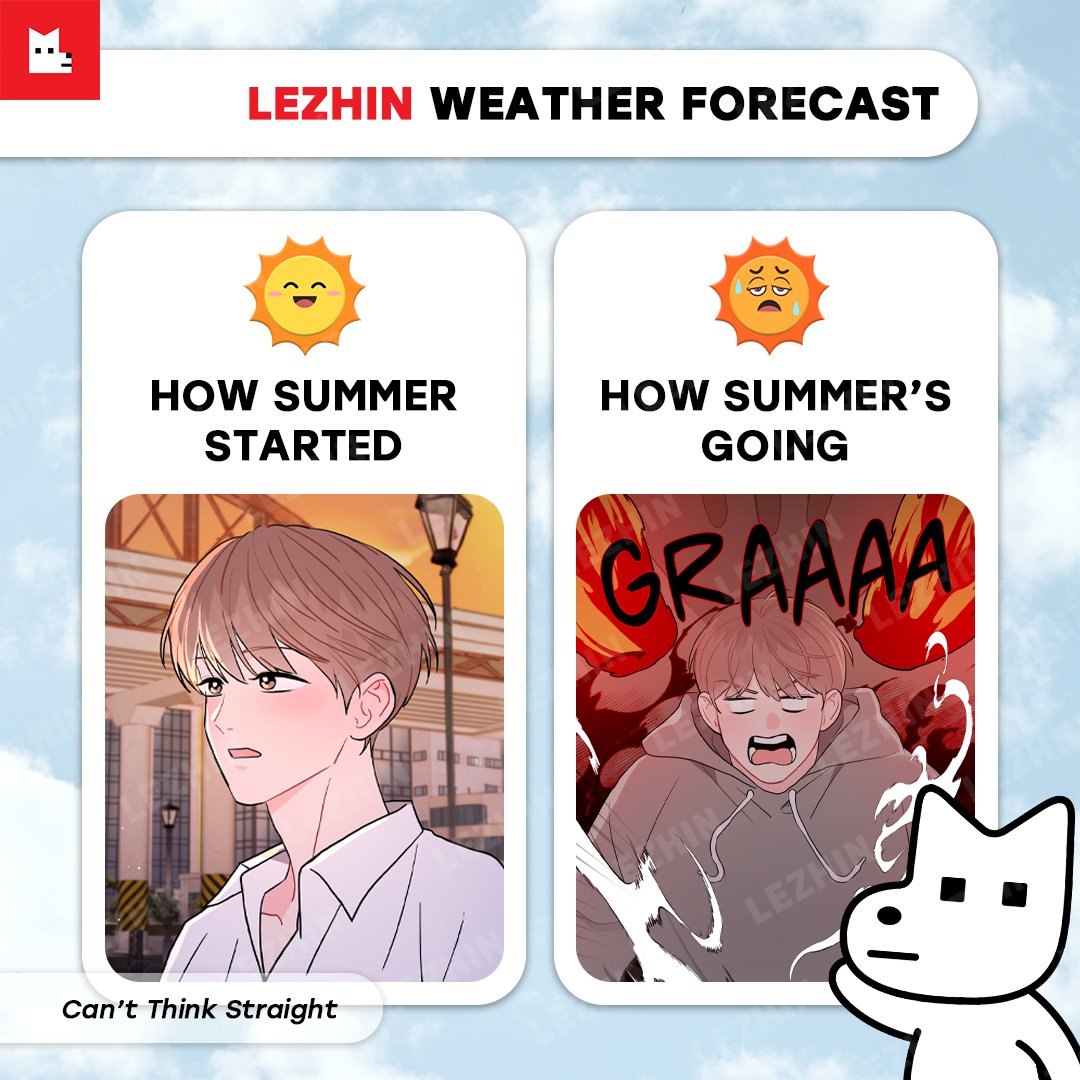 LezhinComics_US's tweet image. Howโs your summer forecast looking?โ
Donโt forget to stay cool and hydrated! ๐งโ
Beat the heat with us ๐ด tinyurl.com/2s3f8ccv
#WeatherForecast #HotSummer #LezhinUS #LezhinComics #blcomics