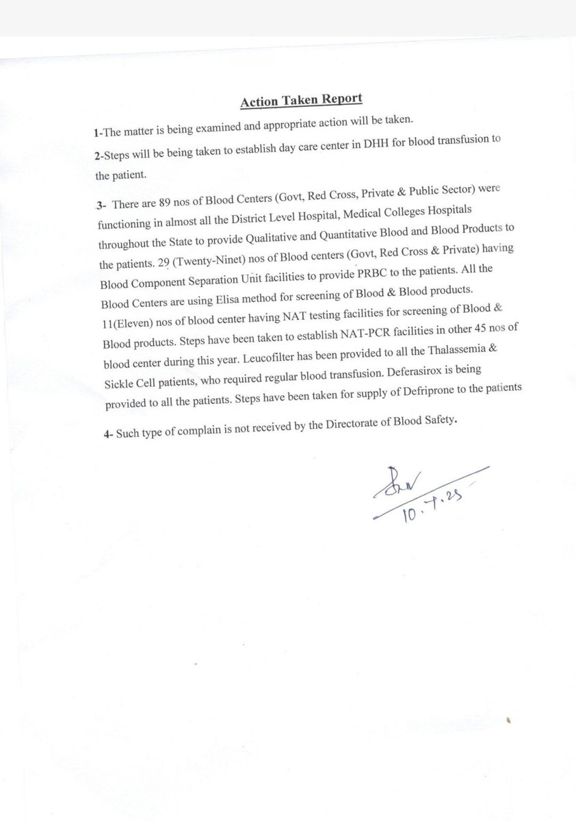 RatikantPothal's tweet image. @OdishaSbtc @CMO_Odisha ସବୁ ସୁବିଧା ଖାଲି ଚିଠି ଆଉ କାଗଜ କଲମରେ ହୁଏ.. କାହିଁକି ଏ ପର୍ଯ୍ୟନ୍ତ କେନ୍ଦୁଝର ମୁଖ୍ୟ ଚିକିତ୍ସାଳୟ ରେ ଥାଲାସେମିଆ ରୋଗୀଙ୍କୁ componet PRBC ରକ୍ତ ମିଳୁନାହିଁ କାହିଁକି day care ସୁବିଧା ଥାଲାସେମିଆ ପିଲାଙ୍କୁ ମିଳିପାରୁ ନାହିଁ @DistAdmKeonjhar ଏ ଚିଠି ଅନୁସାରେ ତୁରନ୍ତ ପଦକ୍ଷେପ ନିଆଯାଉ