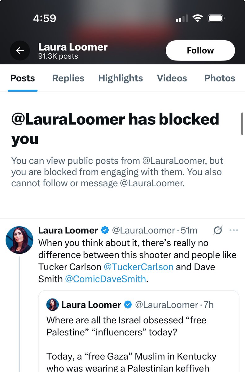 vancemurphy's tweet image. I got blocked by Laura Loomer.
I don’t mind being blocked by the Mossad agents.