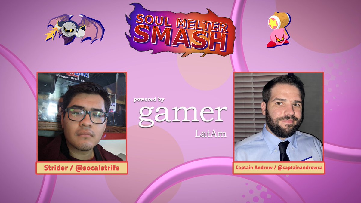 Gamer LatAm (@gamerlatammx) on Twitter photo Tonight, we'll have with us @SocalStrife and
and <a href="/CaptainAndrewCA/">CaptainAndrewCA</a> in our Monday's night Soul Melter Smash, at 6:45 P.M. PT.
See you in a moment!! Link on the replies. Tonight, we'll have with us @SocalStrife and
and <a href="/CaptainAndrewCA/">CaptainAndrewCA</a> in our Monday's night Soul Melter Smash, at 6:45 P.M. PT.
See you in a moment!! Link on the replies.
