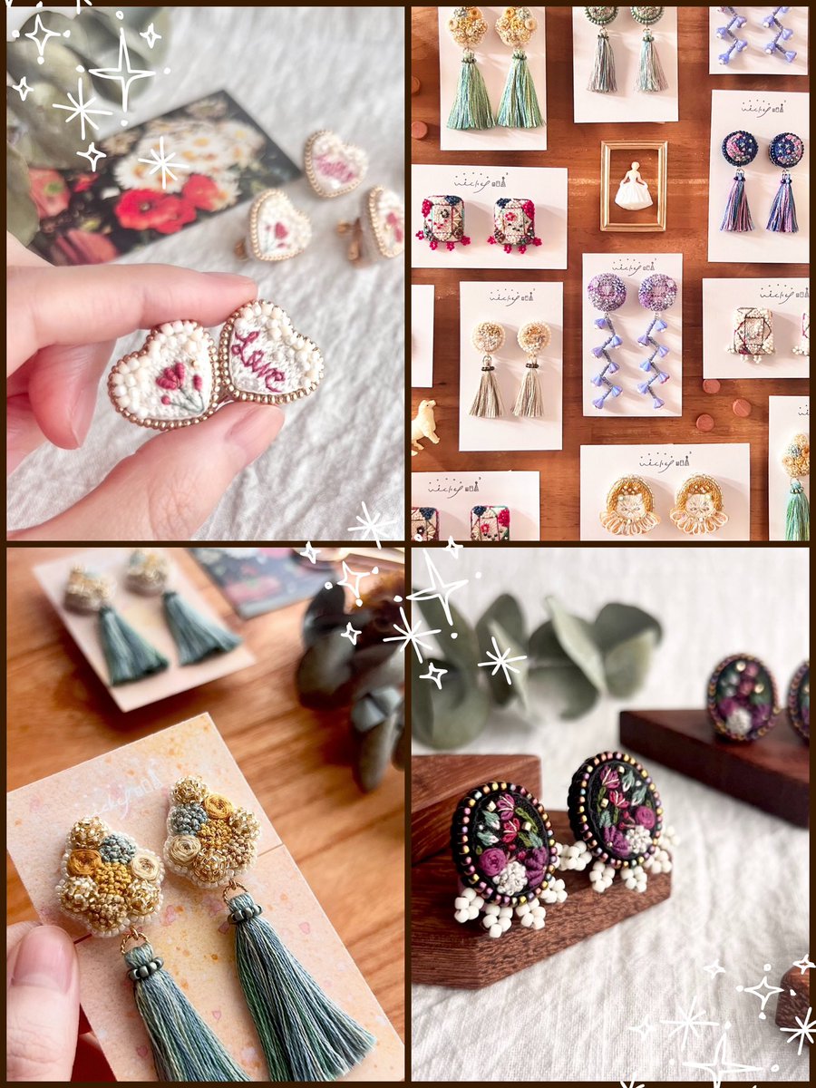 mimily_wicket's tweet image. ちょっぴり愉快で ほんのり甘い
"Fancy" をテーマに
手刺繍アクセサリーを制作しています( ¨̮ )
少しでも "HAPPY" な瞬間を
お届けできましたら嬉しいです🙌𓇬𓂂𓈒
Thank you for always 🌻🧸𓂃◌𓈒𓐍
@Lupopo_cafe 様