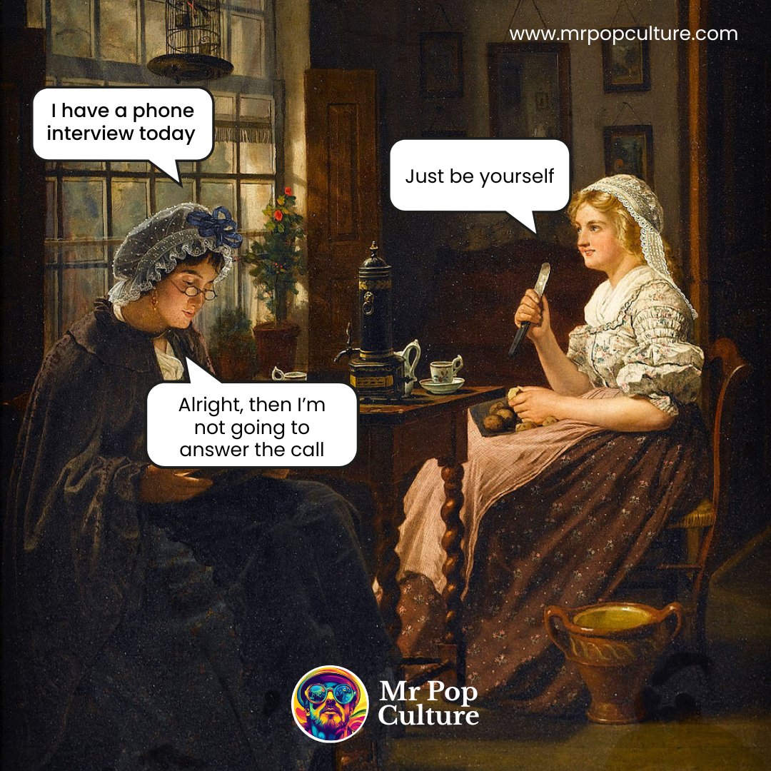 itsmrpopculture's tweet image. Interview advice: just be yourself. Some of us took that a bit too literally.
#PopCulture #ArtMemes #RelatableHumor #IntrovertProblems #JobSearch