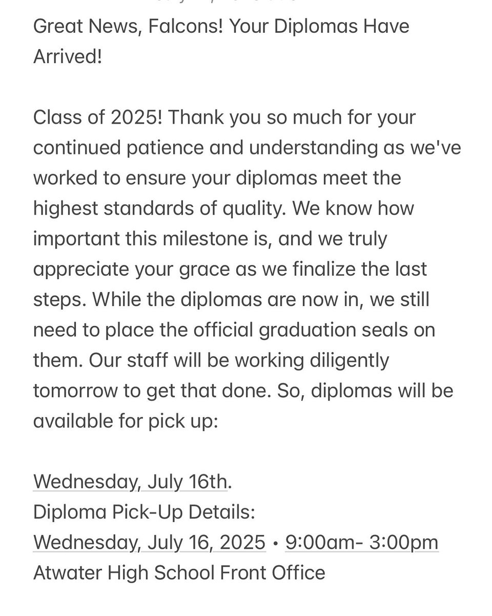 Attention Class of 2025 graduates!

#WeAreAtwater🟦⬜️