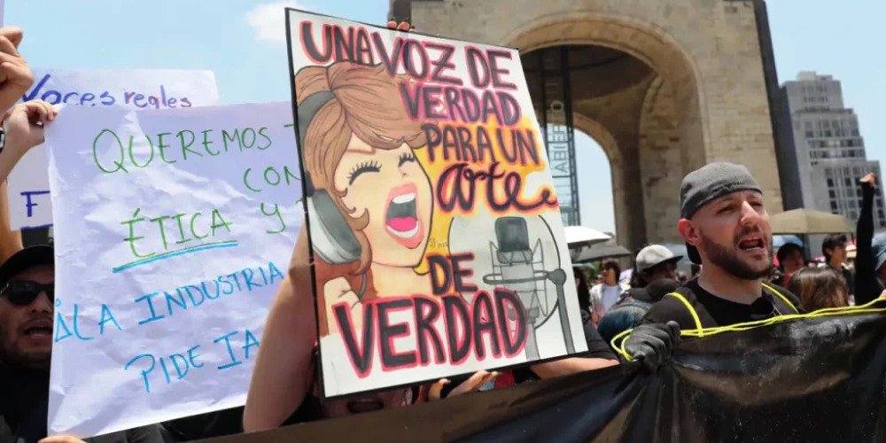 México: Actores de doblaje y locutores protestaron por la falta de regulación y uso desmedido de la IA anmtvla.com/2025/07/mexico…