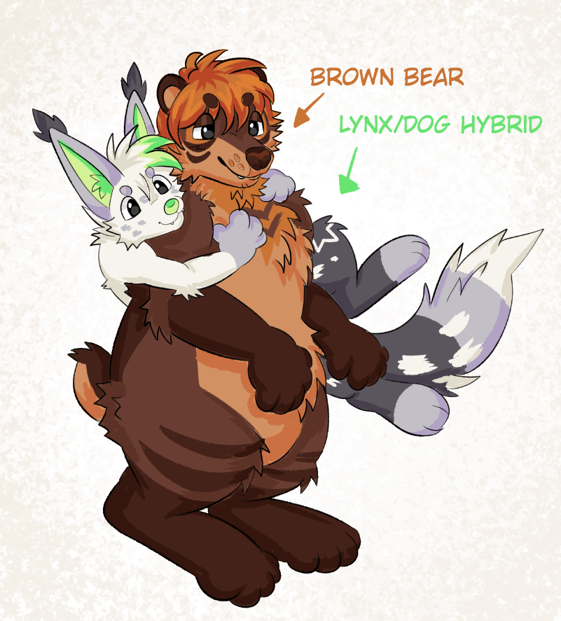 waywardweasel's tweet image. drew me and my partners fursonas sized closer to their actual animal counterparts :3