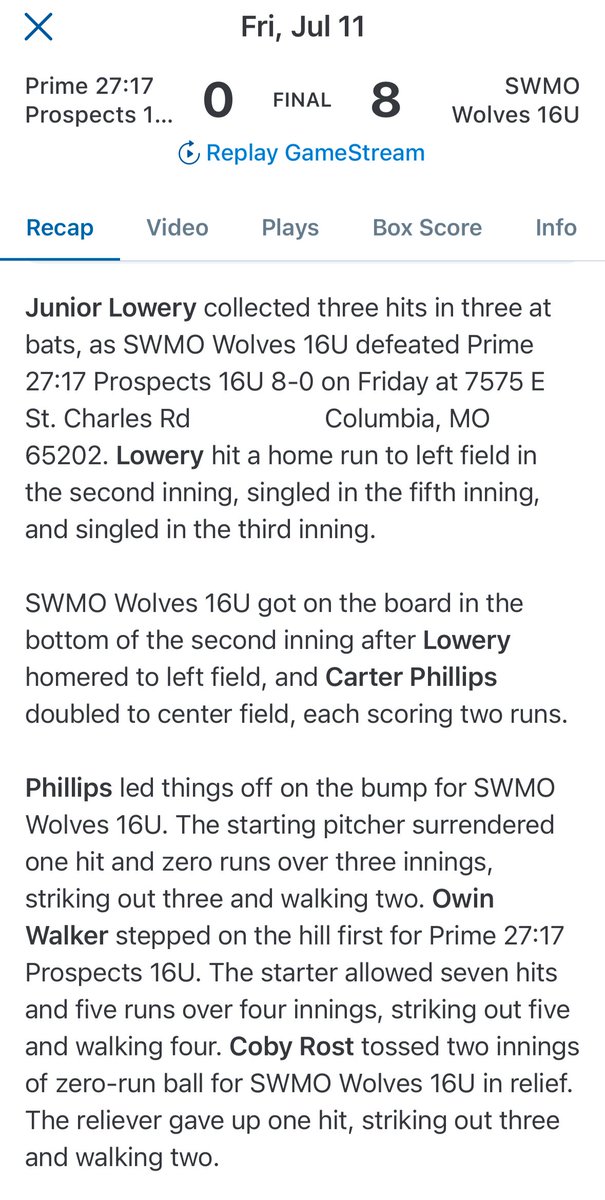 cjphillips2027's tweet photo. We wrapped up baseball season with a
@PNScout tournament in COMO this past weekend. Had a great college workout and enjoyed a tour by
@jose_PR10 with @MizzouBaseball. Thankful for a great final weekend with my teammates and coaches. #uncommited2027 https://t.co/cgZcxF0Xq2