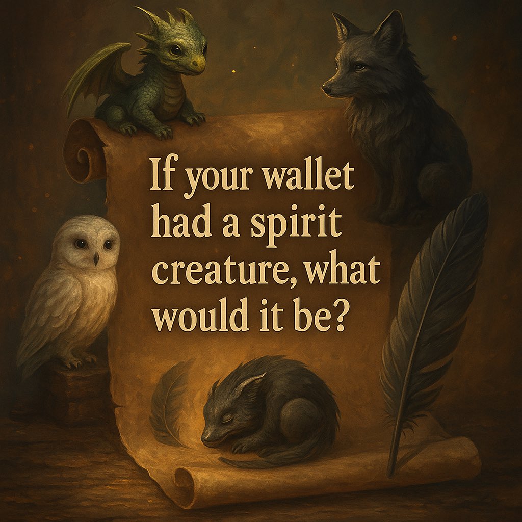 ladystonei's tweet image. 4:20 check-in with my wallet spirit guide.
Some carry coins.
I carry dragons, feathers, and questions. 🐉🪶🦊
If your wallet had a spirit creature…
what would it be? ⁦@spell_club⁩
#PostEarnRepeat #AnchorCoin #ZmajaChronicles