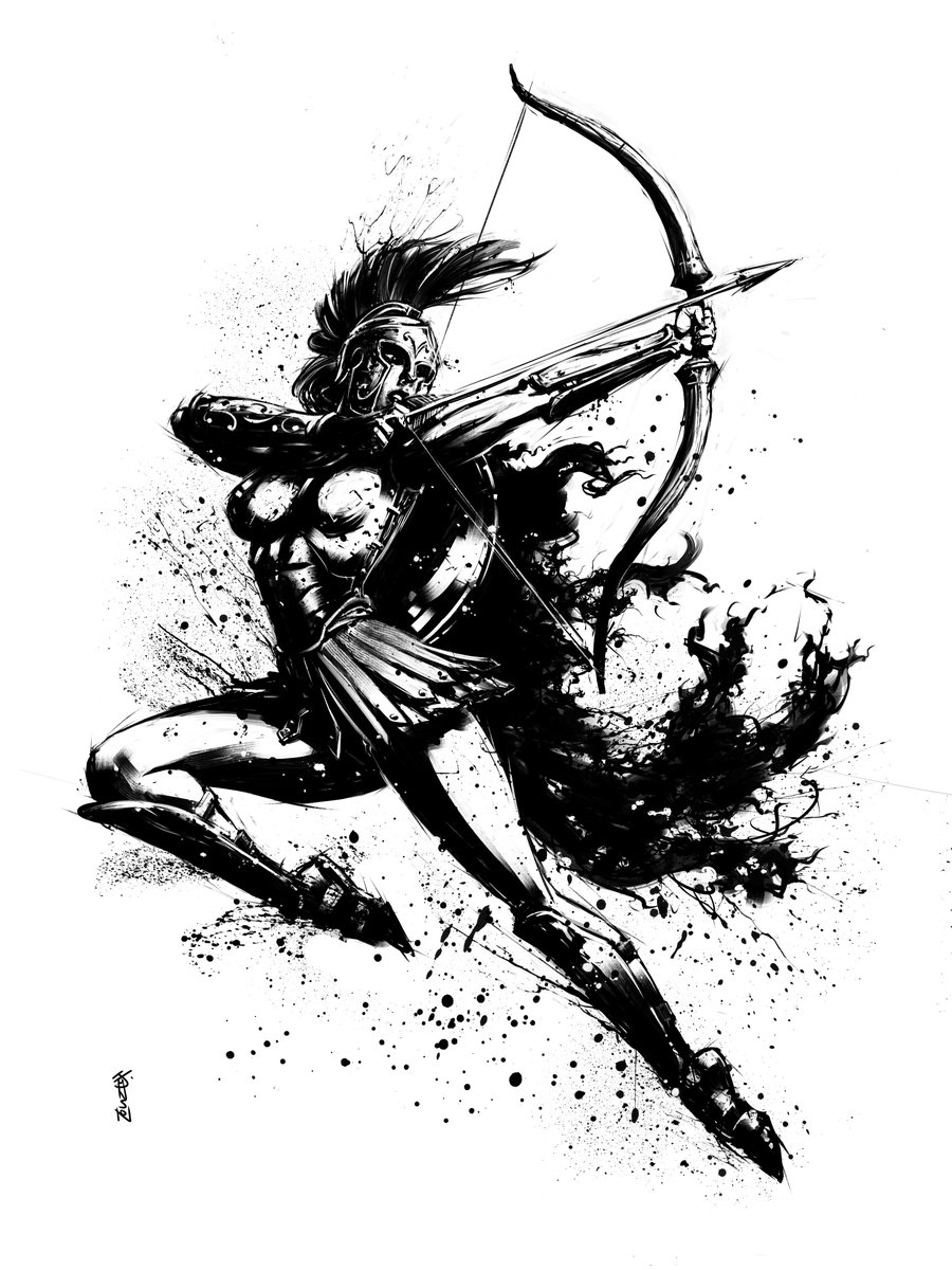 J_Johnson_Art's tweet image. Something a bit different from my usual stuff. A Spartan archer t-shirt design for a military unit. This style was fun!