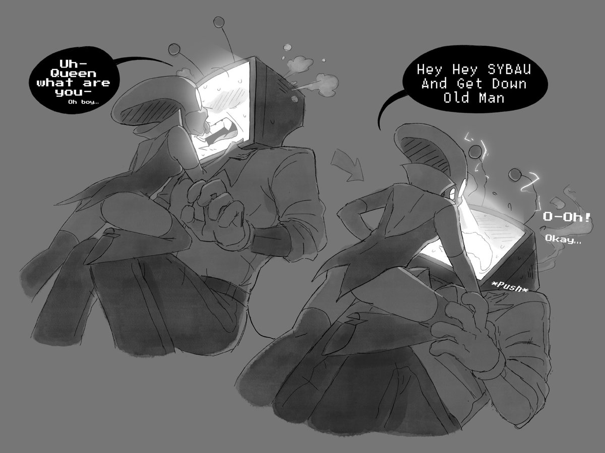 leecheenkussmut's tweet image. Part 2 of that weird robot sex
(4/6)

#queen #tenna #DELTARUNE #deltarunefanart #Queentenna #deltaruined