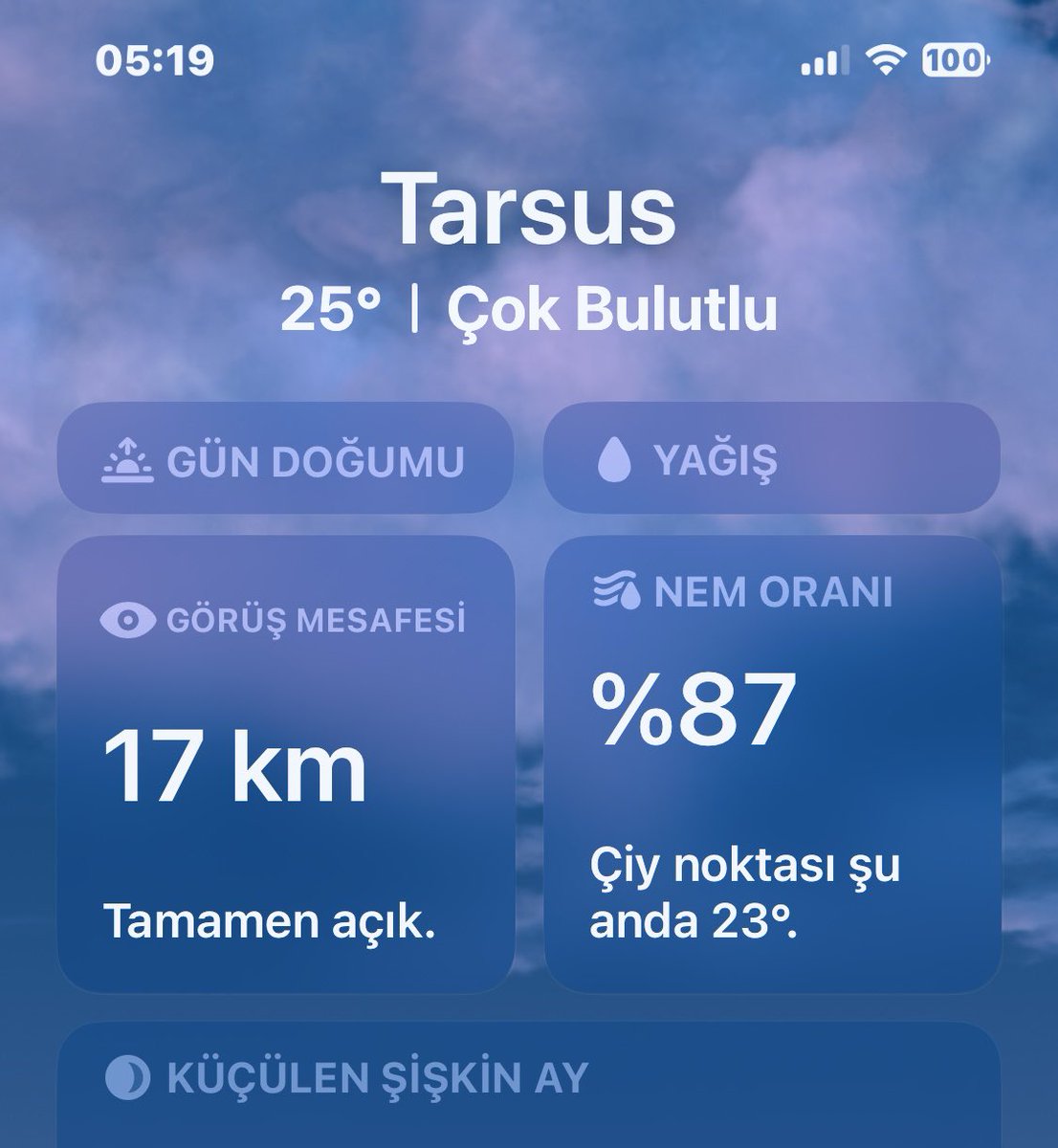 Sabah saat an itibariyle saat 05:19’u gösterirken hava Sıcaklığı 25 dereceyi, havadaki nem oranı ise %87’yi gösteriyor. GELDE yaşa bu memlekette…