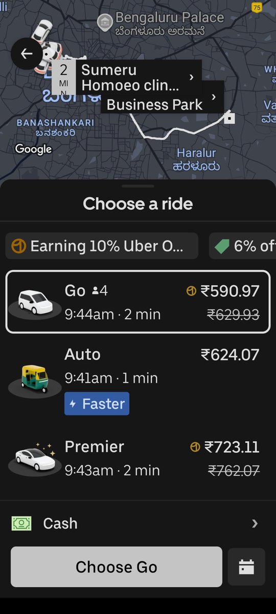 basavaraj_handi's tweet photo. @Uber_India #UberOne cheating.

Compare below prices. https://t.co/GSIm4pc73m