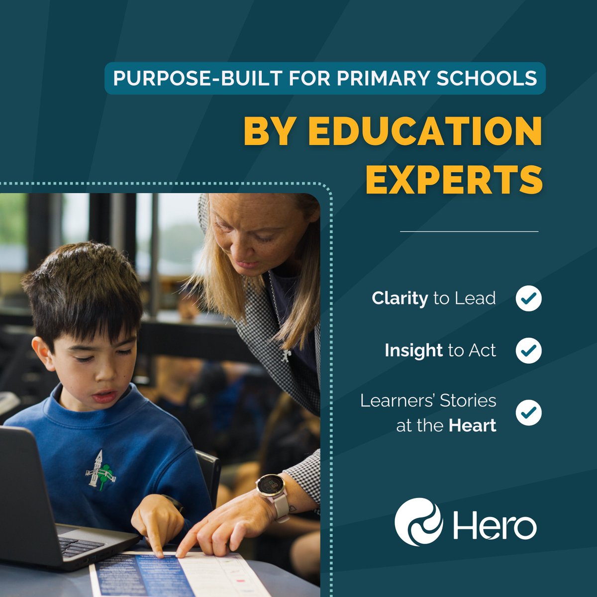 Not all school management solutions are created equal.

Purpose-built for primary schools, Hero unites curriculum, learning, and data – giving schools the clarity to lead, the insight to act, and the heart to tell every learner’s story.

💡 We understand your needs, because we’ve