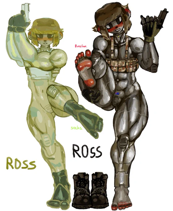 Ross in her muscle suit featuring golden bikini