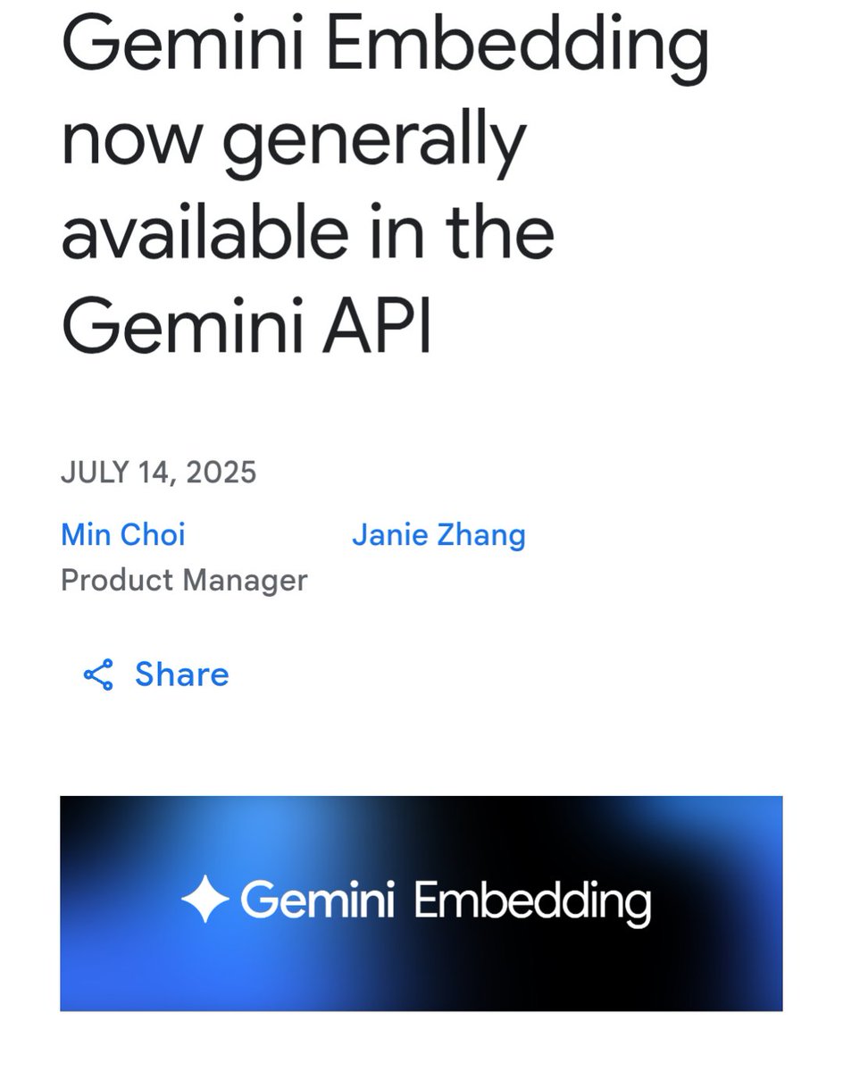 chetaslua's tweet image. 🚨 GEMINI Embedding 🚨
Multilingual for now soon multimodal