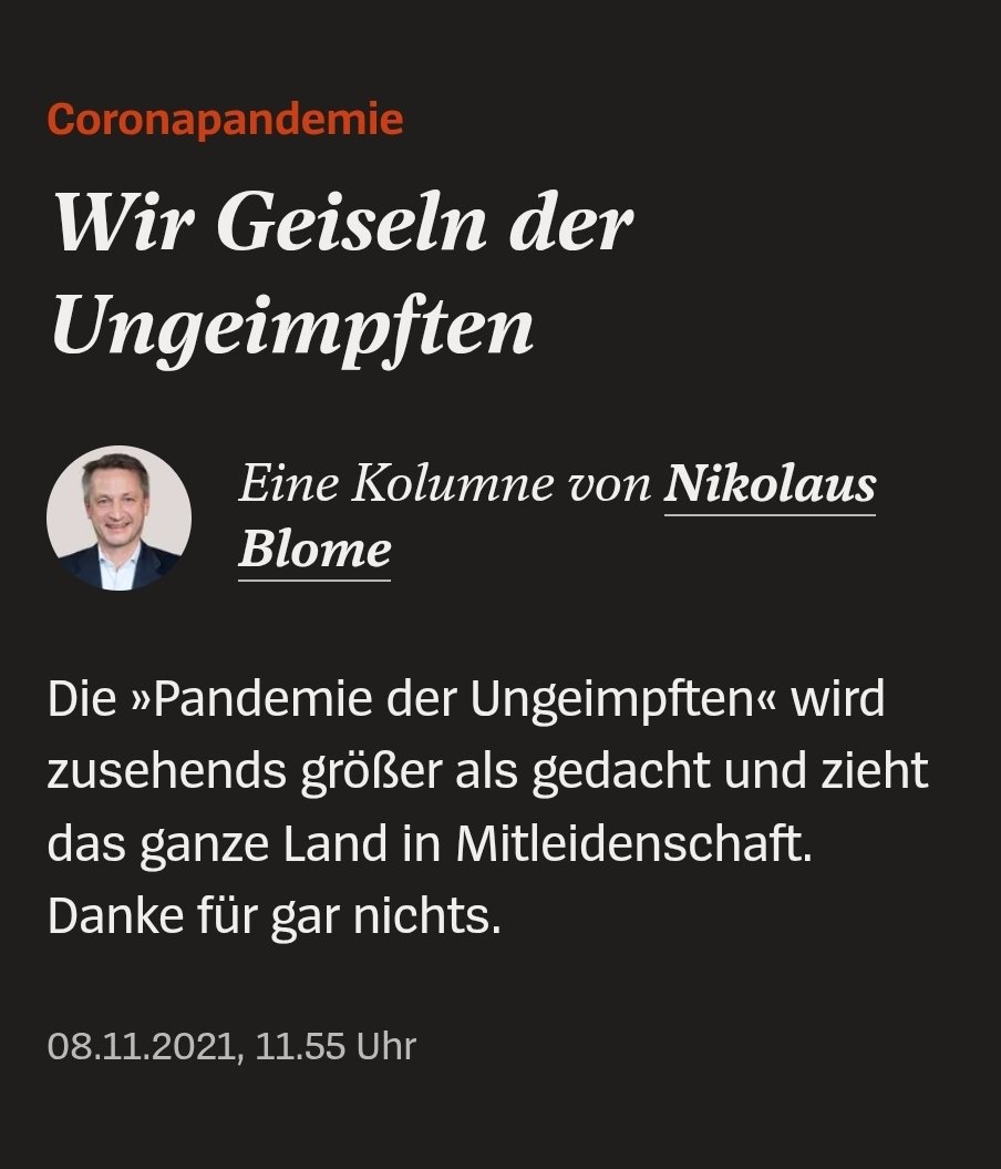 Blomes Kolumne ist das beste Beispiel, warum die Aufarbeitung scheitert: Die Journalisten, die damals jede Staatsvorgabe via copy-paste in ihre Artikel gehauen haben, fürchten jetzt selbst Kritik. Easy way out: Die Kritiker diffamieren. Hat ja die letzten Jahre auch gut