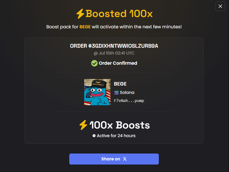 begeonsol's tweet photo. 100x More Boosts $BEGE https://t.co/ARplJmBNDq
