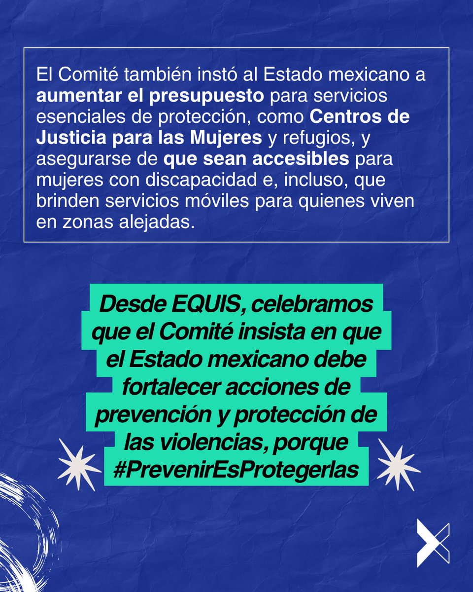 EquisJusticia's tweet image. Celebramos que el Comité #CEDAW haya solicitado al Estado mexicano ir más allá del castigo penal para erradicar la violencia de género✅ Por más información en materia de prevención y más presupuesto para servicios como los #CJM/#Cejum y los refugios ✊🏾 #PrevenirEsProtegerlas 🛡️