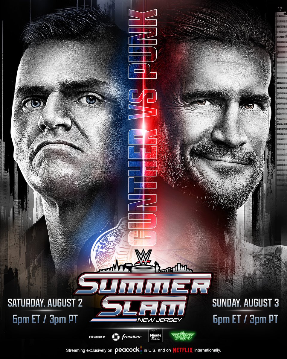 SummerSlam's tweet image. World Heavyweight Champion @Gunther_AUT will defend against @CMPunk at the first-ever two night #SummerSlam!
π @MetLifeStadium
ποΈ bit.ly/3GDD1cA