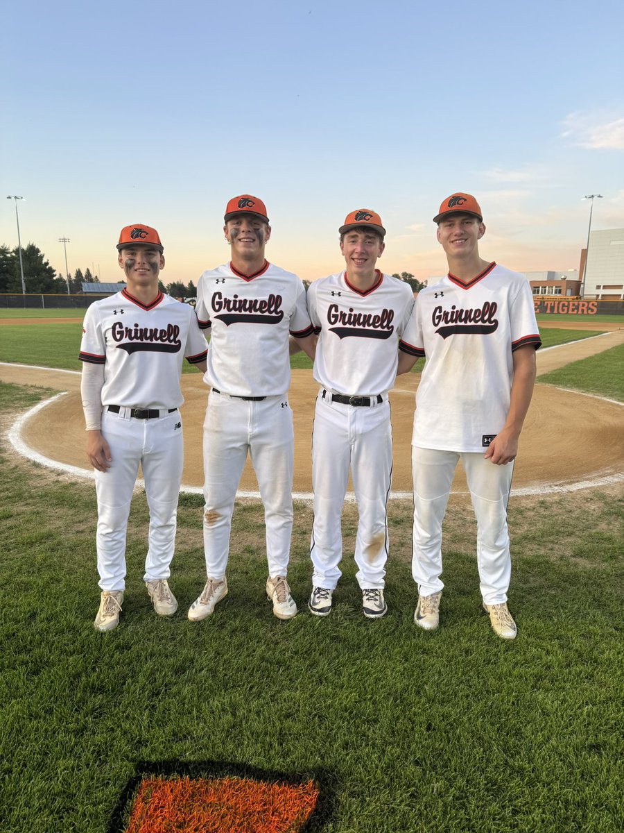 Grinnell Baseball (@gnellbaseball) on Twitter photo Tigers season comes to an end with a 9-3 loss to a good Davenport Assumption team. Big thanks to these 4 seniors for all they have done for Grinnell Baseball over the course of their careers! #TigerTown
<a href="/BradyCoffman5/">Brady Coffman</a> <a href="/DerekDoty12/">Derek Doty</a> Quentin Kniffen, Kayne Pavey Tigers season comes to an end with a 9-3 loss to a good Davenport Assumption team. Big thanks to these 4 seniors for all they have done for Grinnell Baseball over the course of their careers! #TigerTown
<a href="/BradyCoffman5/">Brady Coffman</a> <a href="/DerekDoty12/">Derek Doty</a> Quentin Kniffen, Kayne Pavey
