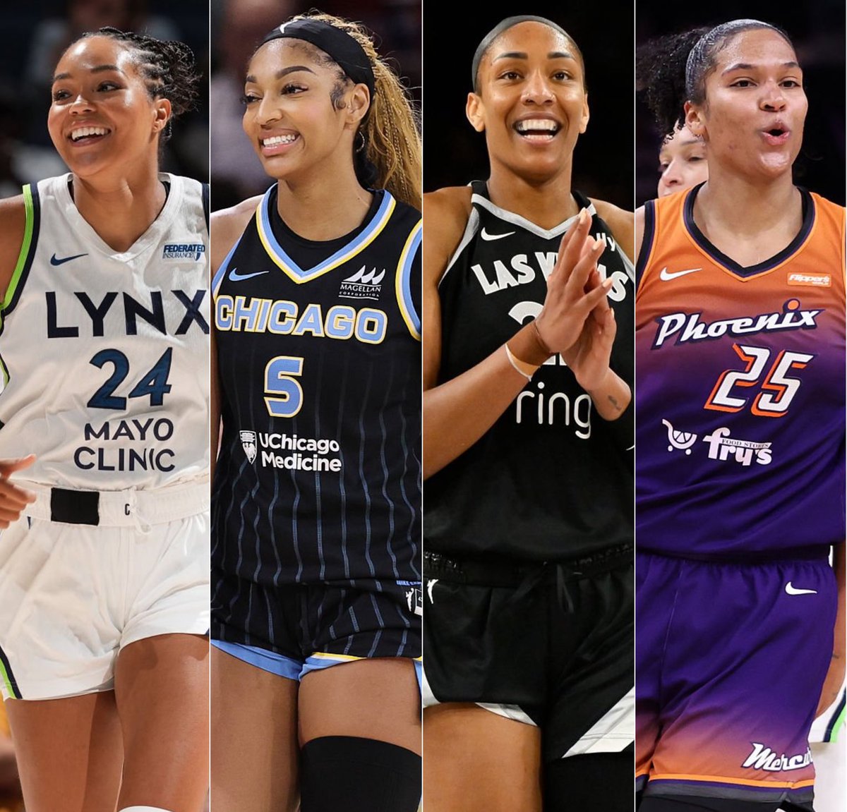 Most 15-Point, 10-Rebound, 5-Assist Games This Season:

1. Angel Reese — 4
2. Alyssa Thomas — 3
     A’ja Wilson — 3
4. Napheesa Collier — 2

Only WNBA players with multiple 15-10-5 games this season. ✨