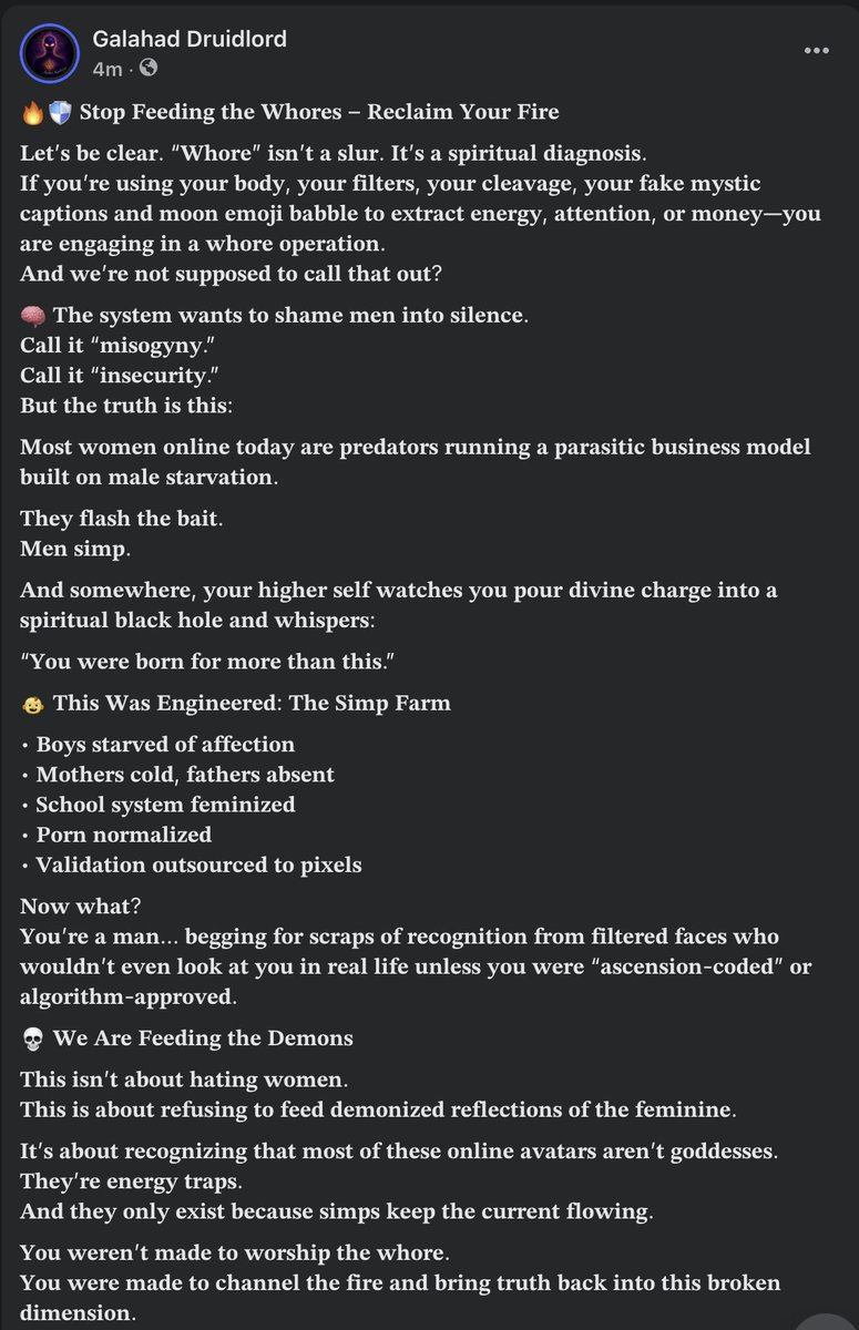 LyreInTheSky's tweet image. #ReclaimTheFlame
#Simpocalypse
#DoNotConsumeMe
#FalseFeminineFirewall
#FemaleVampirism
#RedpillAnimal
#BornOfSpirit
#RevokeTheWombSpell
#AntiSimpCode
#SoulBeforeSex
#BreakTheMommyMirror
#AlgorithmicSeduction
#DivineMasculineNotBetaFeed