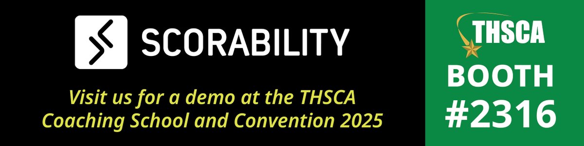 scorability's tweet image. Texas High School Coaches - we will be at the THSCA Coaching School in San Antonio! Come see us at Booth #2316 to learn how we provide a straightforward recruiting process for you and your athletes. #THSCA