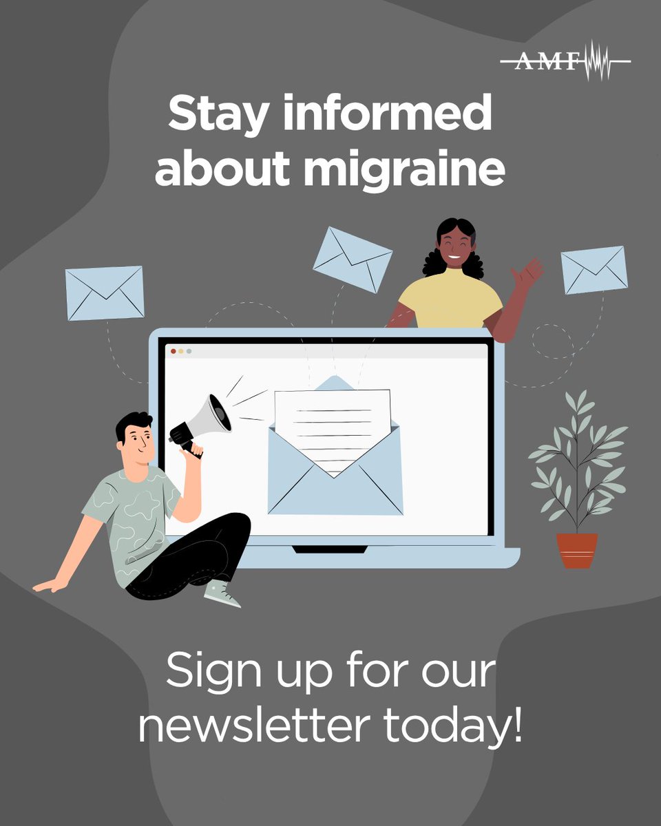 Get migraine updates straight to your inbox 📬 

Stay connected with trusted resources, research updates, and real patient stories.

Sign up for AMF’s newsletter and never miss a thing!

mailchi.mp/bc9084da4bca/y… 

#MoveAgainstMigraine #migraine #migrainesupport