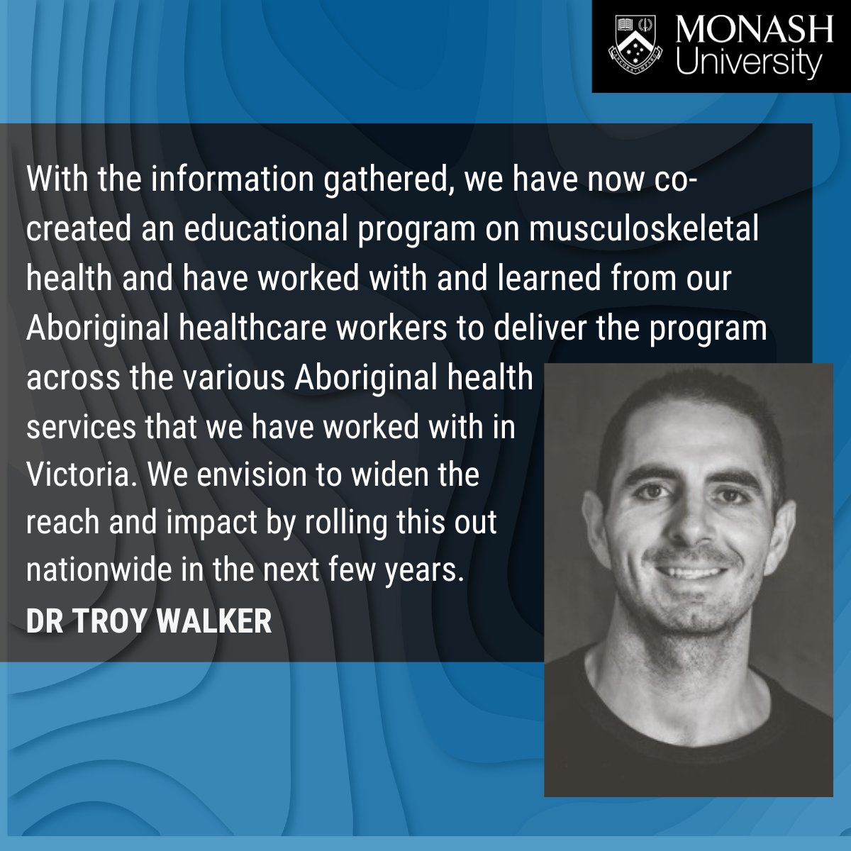 Monash University School of Clinical Sciences (@scsmonash) on Twitter photo As NAIDOC Week ends, we’re proud to spotlight Yorta Yorta researcher Dr Troy Walker’s work (with <a href="/DrAyseZ/">Dr Ayse Zengin</a>) on co-created, culturally grounded bone health education for Aboriginal communities.
Now rolling out across VIC, with national plans ahead.
🔗 Read more: As NAIDOC Week ends, we’re proud to spotlight Yorta Yorta researcher Dr Troy Walker’s work (with <a href="/DrAyseZ/">Dr Ayse Zengin</a>) on co-created, culturally grounded bone health education for Aboriginal communities.
Now rolling out across VIC, with national plans ahead.
🔗 Read more: