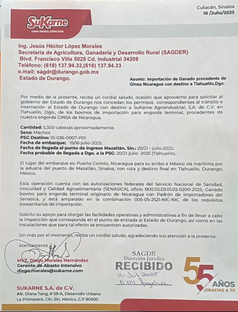 A pesar de la falta de controles sanitarios para evitar el gusano barrenador, SuKarne importará más de 50 mil cabezas de ganado de Nicaragua 🥩🐛

👉🏼 facebook.com/share/p/1EHEvT…
