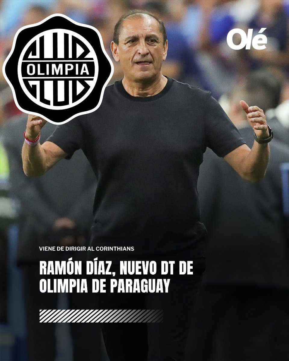 RAMÓN DÍAZ, NUEVO DT DE OLIMPIA 🇦🇷🇵🇾

⚽️ Según el diario ABC, el más vendido de Paraguay, el argentino estará en el banco de uno de los grandes del país. Viene de dirigir al Corinthians.

🏆❌ Olimpia quedó afuera de la Copa Libertadores en fase de grupos