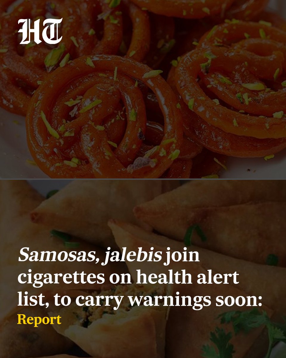 ashokmalik's tweet image. In move to fight rising #obesity, health ministry directs cigarette-style #health_warnings for deep-fried snacks like #samosas and #jalebis. AIIMS Nagpur and other institutions will now display “oil and sugar boards” to highlight fat, sugar levels in foods hindustantimes.com/india-news/sam…