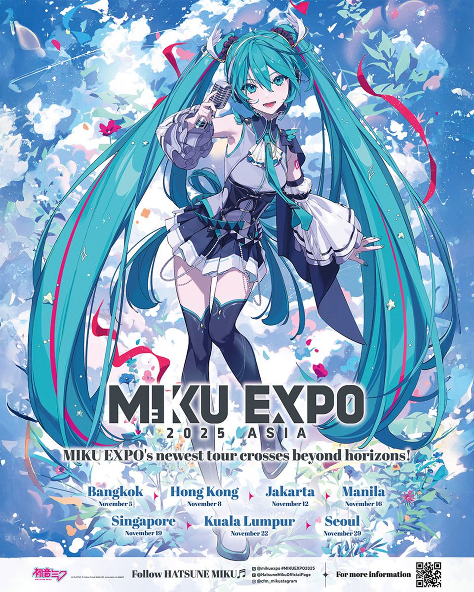 Hatsune Miku, the world's most iconic virtual singer, is coming back to  Asia for her HATSUNE MIKU EXPO! 💙🩵 The HATSUNE MIKU EXPO 2025 will  combine high-energy performances, breathtaking visuals, and fan, image size:960x1200