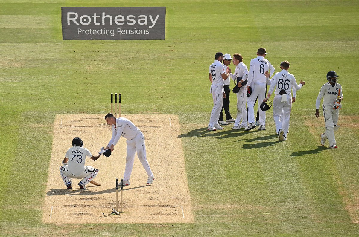 Victory is in the quality of competition. This picture is pure quality. 
#Lords #LordsTest #LordsTestMatch #India #England #Victory #Cricket #Sportsmanship #Siraj #Stokes #HarryBrook #BenStokes #EnglandCricket #ENGvIND #ENGvsIND