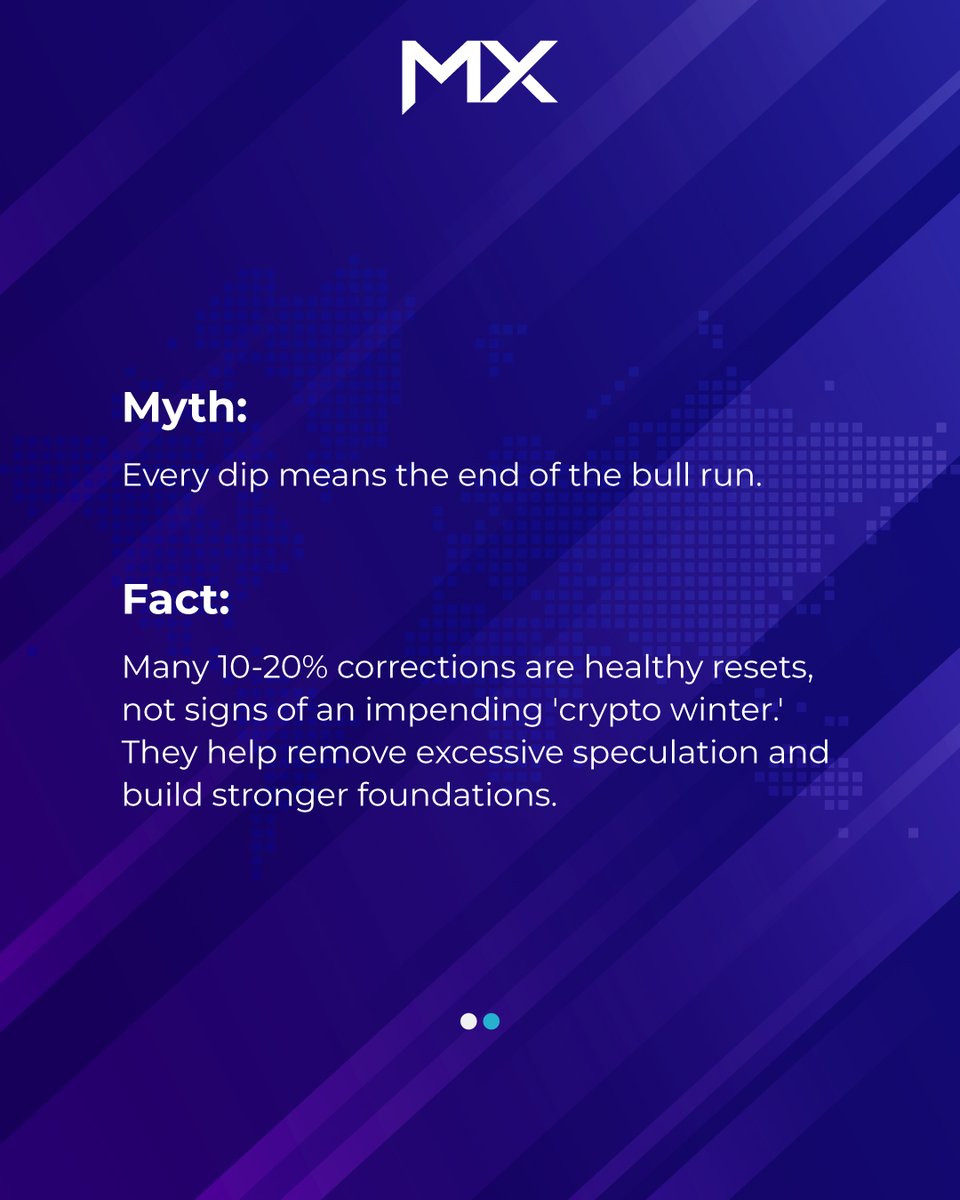 Crypto Market Correction: Myth vs. Fact!

Myth: Every dip means the end of the bull run.

Fact: Many 10-20% corrections are healthy resets, not signs of an impending 'crypto winter.' They help remove excessive speculation and build stronger foundations.

Don't let short-term