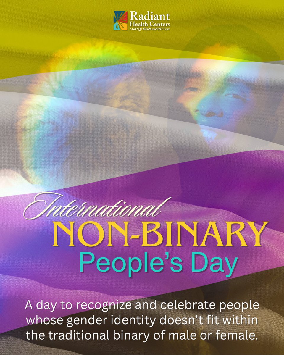radianthealthoc's tweet image. Today is #InternationalNonBinaryDay—a celebration of those beyond the gender binary. 🌈

Non-binary people face unique health &amp;amp; social challenges.

Radiant Health Centers offers affirming care, youth support &amp;amp; safe spaces for all identities.
💛 radianthealthcenters.org
#YouBelong