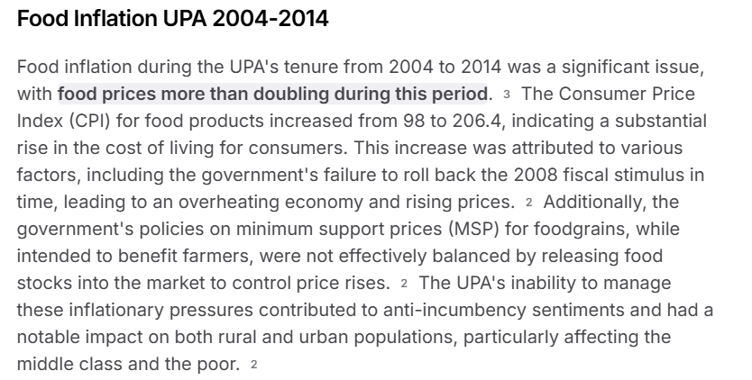HardikPand14826's tweet photo. @2019myindia @Marwadi99 @MeghUpdates You can't compare prices Directly, as it's basic Economics as written by 2003 Noble Price winner Daniel Kahneman in his book Thinking Fast and Slow, things with same base can only be compared. So below is the attached image of Food Inflation data between 2004 - 2014 (10 Years) https://t.co/NRvYZHJMDO