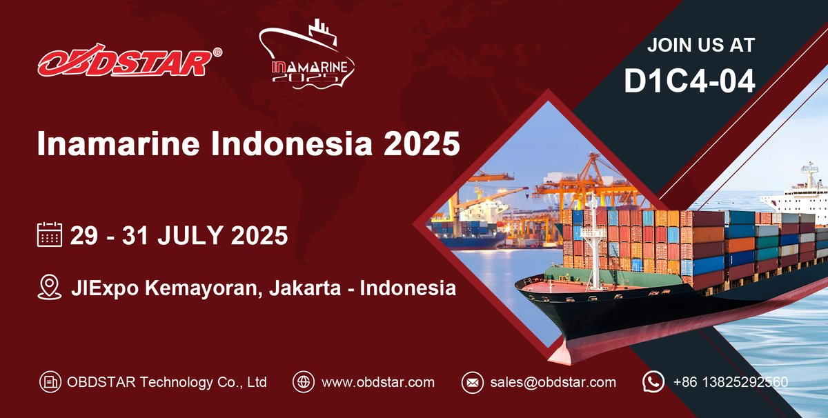 OBDSTAR is heading to INAMARINE 2025!
🗓 July 29–31 | 📍 Jakarta | 📌 Booth D1C4-04
Check out our Marine Scanners for jet skis, outboards, inboards &amp; generators.
Let’s make waves in marine diagnostics! 🌊

#OBDSTAR #INAMARINE2025 #MarineTech #JetSkiDiagnostics