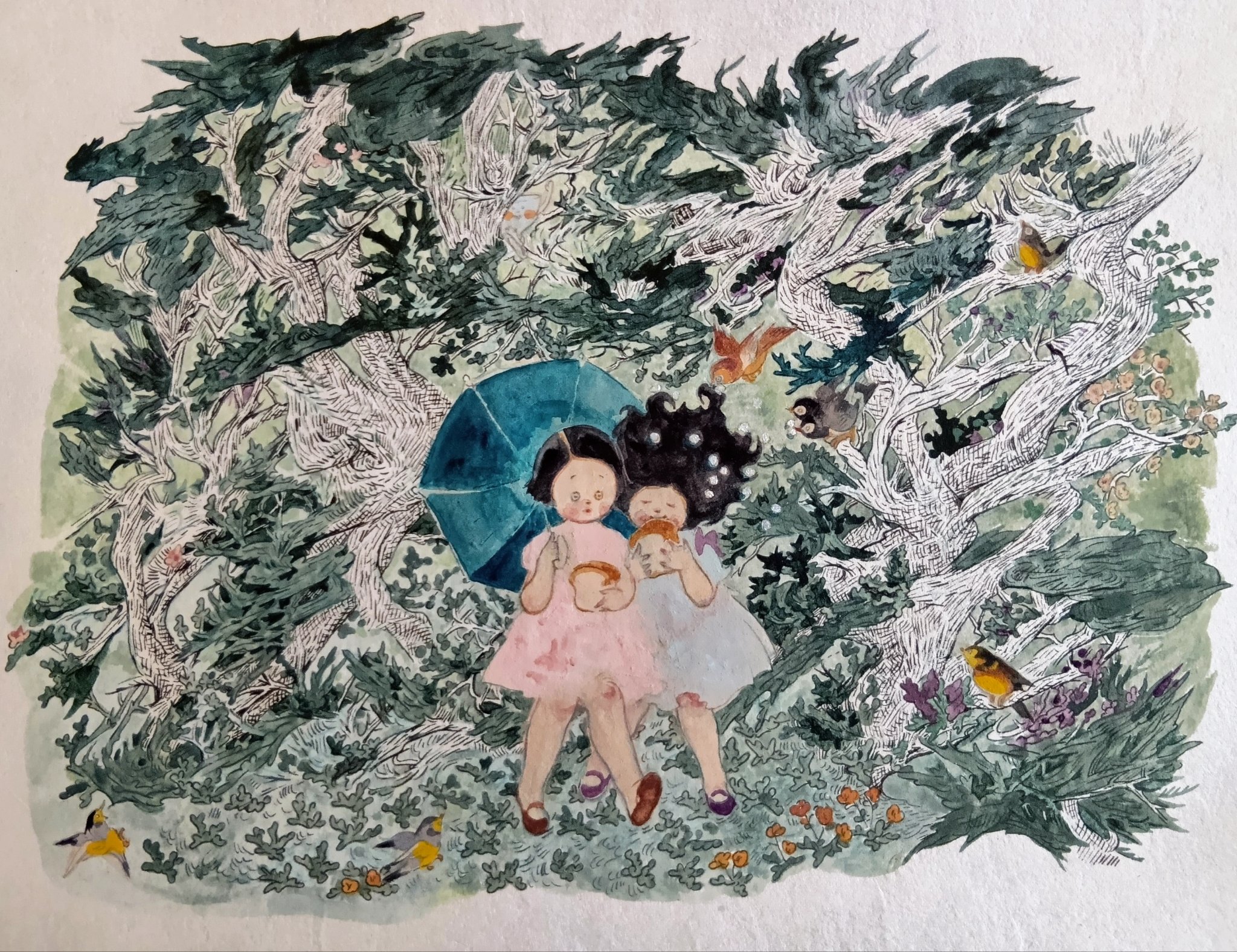 三星玲子　水彩　原画　直筆画　イラスト　熊五郎 三星玲子水彩原画直筆画イラスト熊五郎