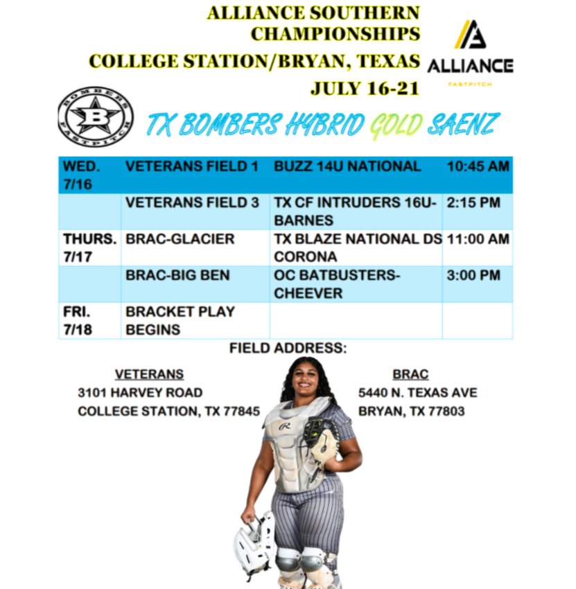 Nadia Pierre (@nadiapierre2027) on Twitter photo Last tournament of the summer. Come watch us play 💪<a href="/s_lex23/">Coach Lex</a> <a href="/sfa_softball/">SFA Softball</a> <a href="/StMUsoftball/">St. Mary's Softball</a> <a href="/CoachVLB/">Vernon L. Bland</a> <a href="/CoachBandin/">Alexis Bandin</a> @txbombershybrid <a href="/Ezzy15E/">Eric Cervantez</a> <a href="/SM_Thunder33/">Joe Saenz</a> <a href="/ExtraInningSB/">EXTRA INNING SOFTBALL</a> <a href="/ScottWoodard8/">Scott Woodard</a> <a href="/Rw15Woodard/">Ricci Woodard</a> <a href="/CoachTrevTXST/">Joshua Trevino</a> <a href="/coachbrun/">coach.brun</a> <a href="/CoachReedUTTSB/">Mike Reed</a> <a href="/CoachWylyUTTSB/">Whitney Wyly</a> <a href="/RustCollegeSB/">Rust Bearcat Softball</a> <a href="/gatorjack72/">Girls In The Game</a> Last tournament of the summer. Come watch us play 💪<a href="/s_lex23/">Coach Lex</a> <a href="/sfa_softball/">SFA Softball</a> <a href="/StMUsoftball/">St. Mary's Softball</a> <a href="/CoachVLB/">Vernon L. Bland</a> <a href="/CoachBandin/">Alexis Bandin</a> @txbombershybrid <a href="/Ezzy15E/">Eric Cervantez</a> <a href="/SM_Thunder33/">Joe Saenz</a> <a href="/ExtraInningSB/">EXTRA INNING SOFTBALL</a> <a href="/ScottWoodard8/">Scott Woodard</a> <a href="/Rw15Woodard/">Ricci Woodard</a> <a href="/CoachTrevTXST/">Joshua Trevino</a> <a href="/coachbrun/">coach.brun</a> <a href="/CoachReedUTTSB/">Mike Reed</a> <a href="/CoachWylyUTTSB/">Whitney Wyly</a> <a href="/RustCollegeSB/">Rust Bearcat Softball</a> <a href="/gatorjack72/">Girls In The Game</a>