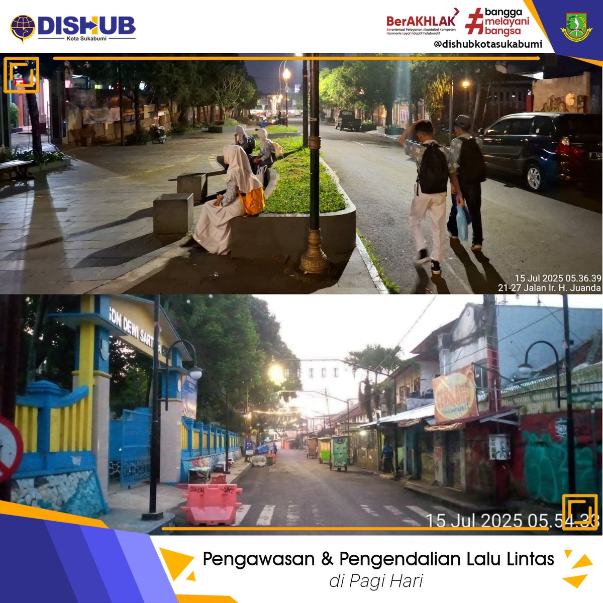 DISHUBKOTSI's tweet photo. Pengawasan dan Pengendalian Lalu Lintas Pagi Hari di masa pemberlakuan Jam Efektif pada Satuan Pendidikan di Kota Sukabumi.
(15/07/2025)

@Pemkot_Sukabumi 
@dishub_jabar https://t.co/Mz5Fe9nEKM
