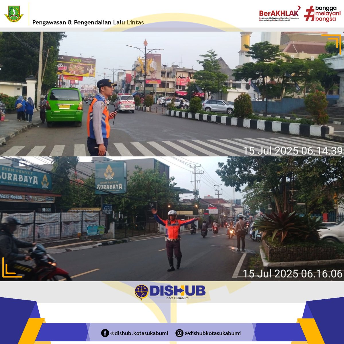 DISHUBKOTSI's tweet photo. Pengawasan dan Pengendalian Lalu Lintas Pagi Hari di masa pemberlakuan Jam Efektif pada Satuan Pendidikan di Kota Sukabumi.
(15/07/2025)

@Pemkot_Sukabumi 
@dishub_jabar https://t.co/Mz5Fe9nEKM