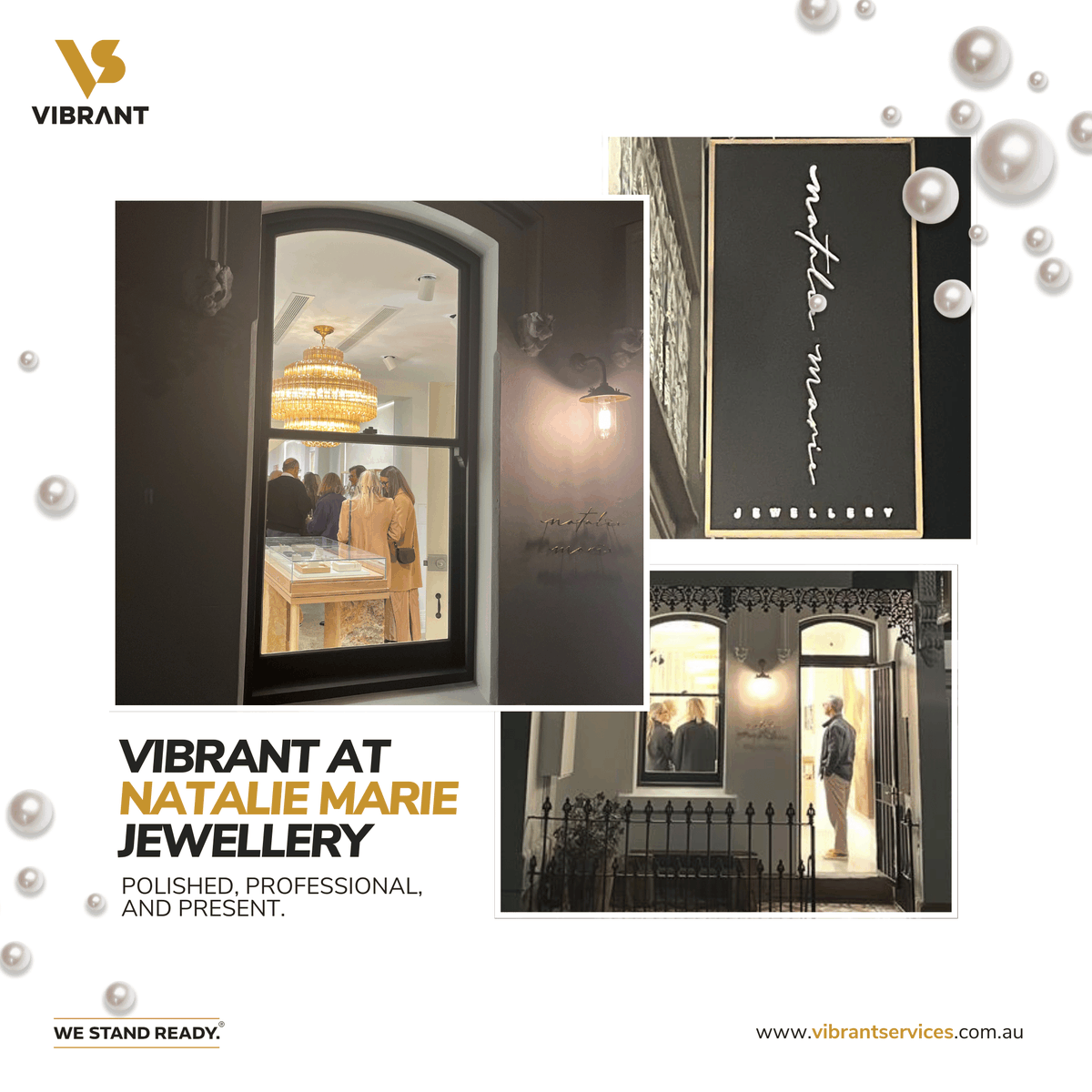 From diamonds to details — VIBRANT takes care of it all.
Honoured to support the Natalie Marie Jewellery team for a smooth and secure launch in Paddington. 💎

#VIBRANT #LuxurySecurity #NatalieMarieJewellery #OpeningDayProtection #WeStandReady