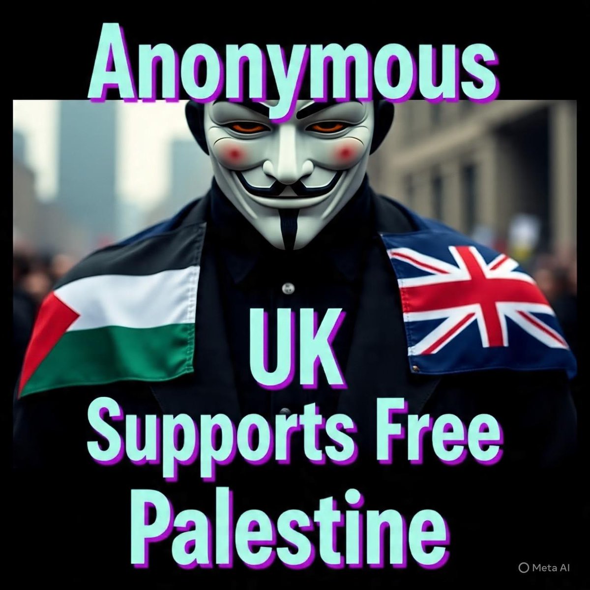SicknessToxic's tweet photo. #AnonymousUK in solidarity with the Palestinian people..
End the Zionist genocide in #Gaza
End the Zionist occupation.
#FreeGaza #FreePalestine https://t.co/qD7VjjbkXL